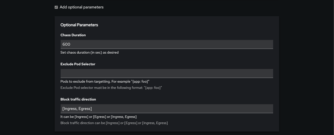 Optional Scenario Parameters
