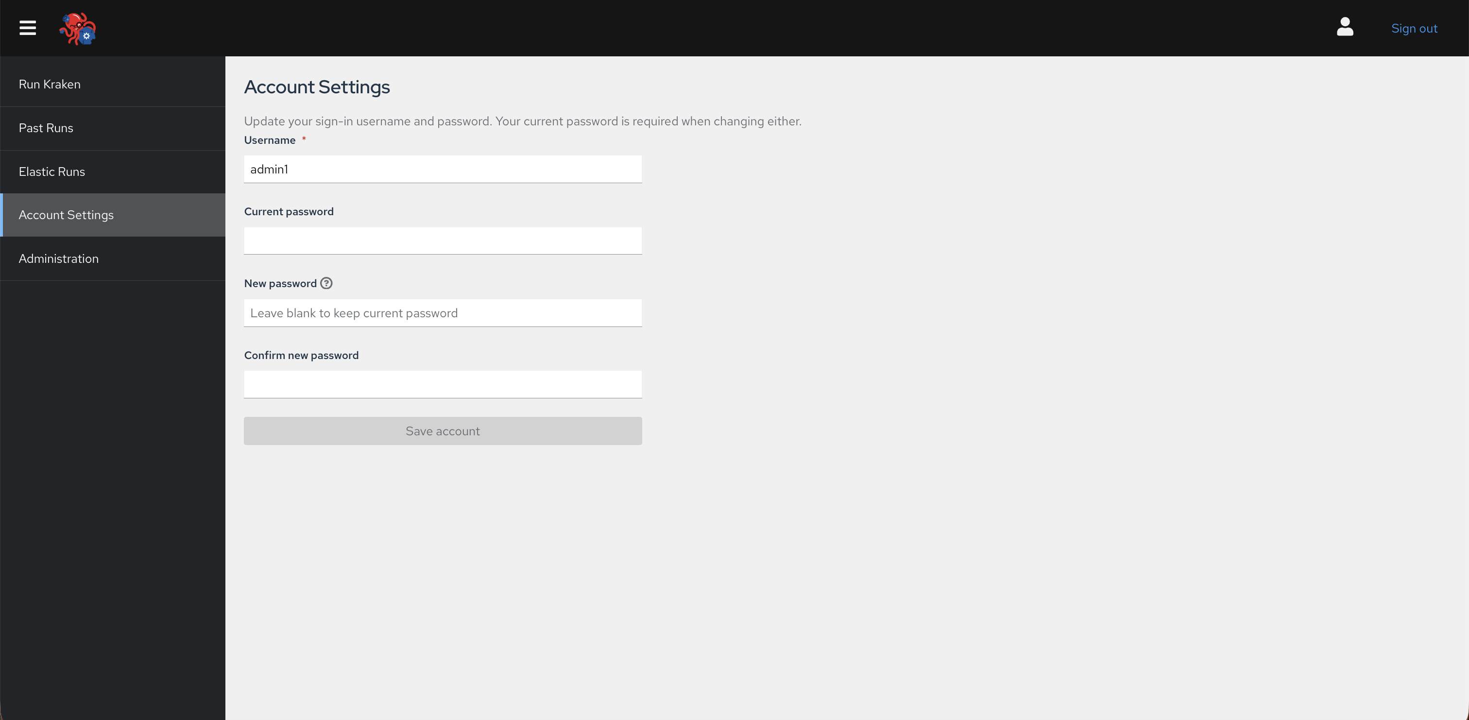 Account Settings page