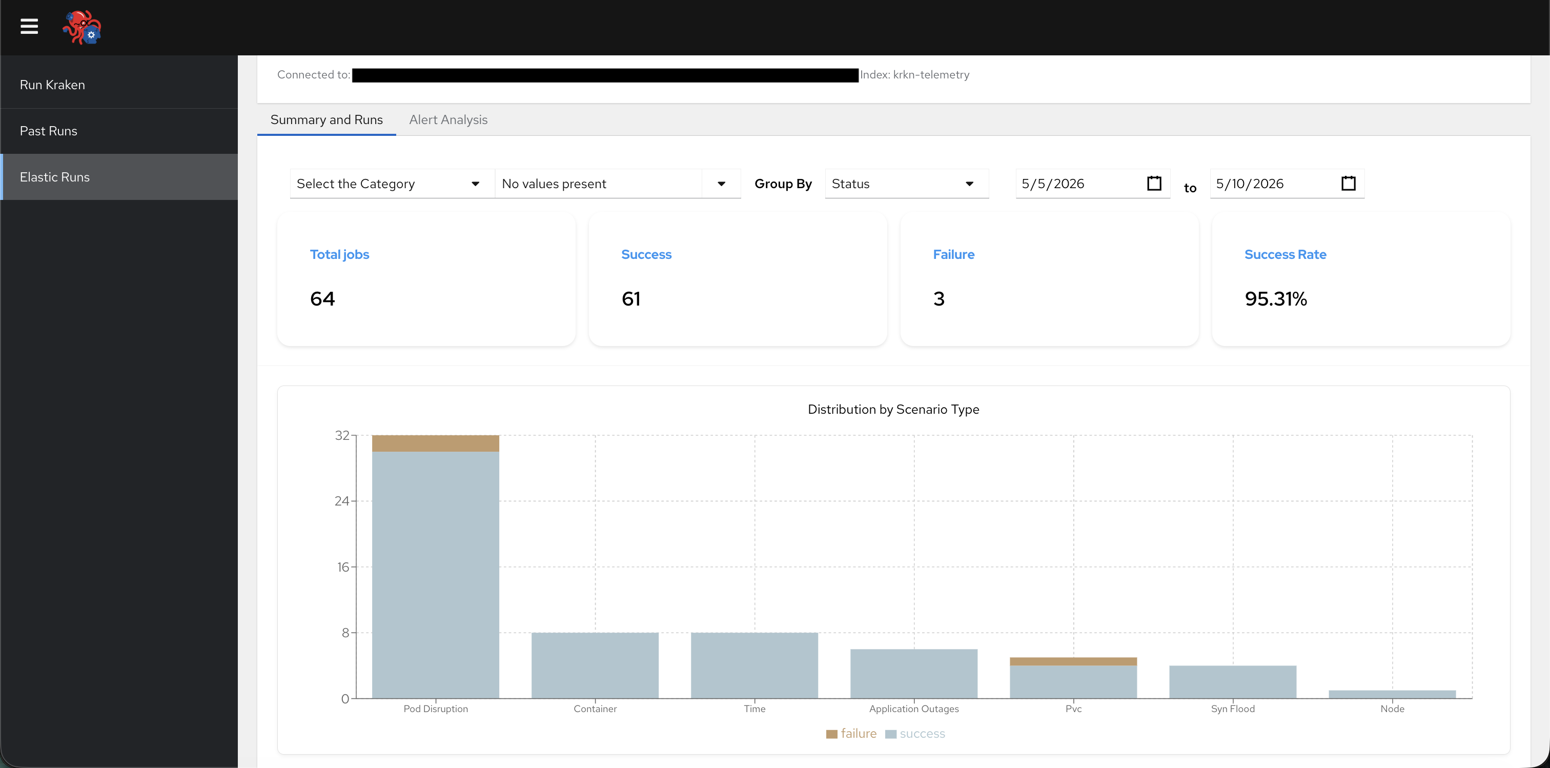 Elastic Runs page
